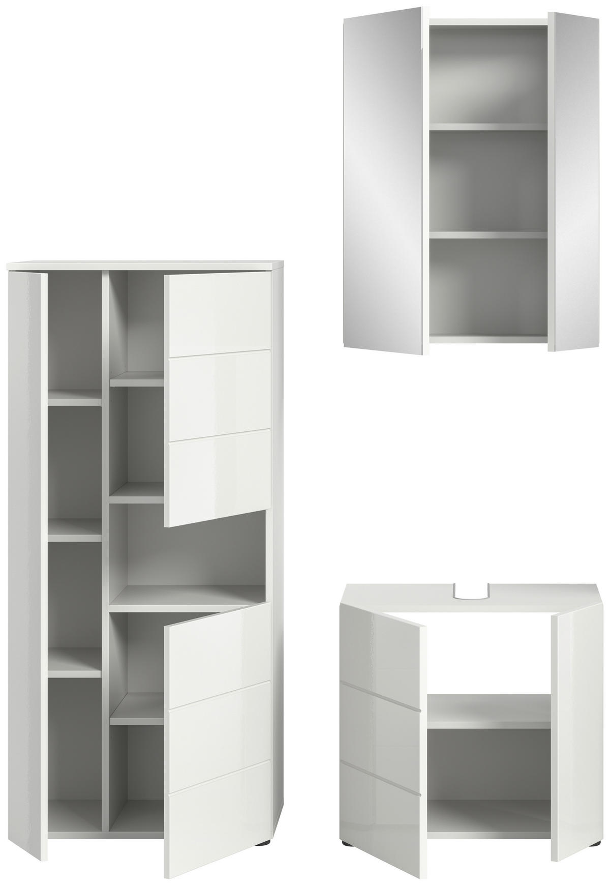 BADEZIMMER 3-teilig  in 120 cm  - Weiß Hochglanz/Schwarz, MODERN, Holzwerkstoff/Kunststoff (120cm) - MID.YOU