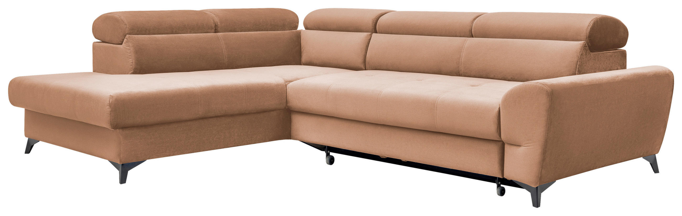 ECKSOFA Orange Velours  - Schwarz/Orange, MODERN, Textil/Metall (212/272cm) - MID.YOU