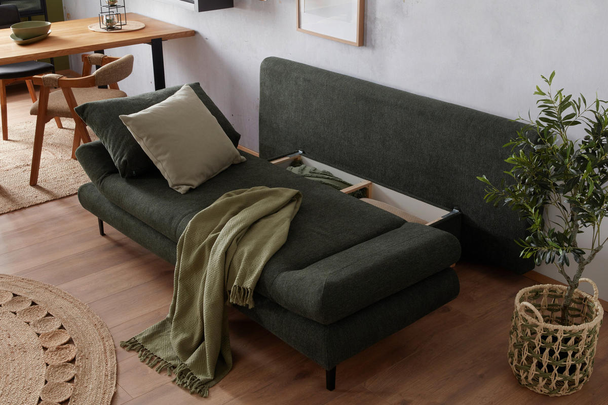 BÄDDSOFFA i flatväv mörkgrön  - svart/mörkgrön, Modern, textil (191/42-76/86cm) - MID.YOU