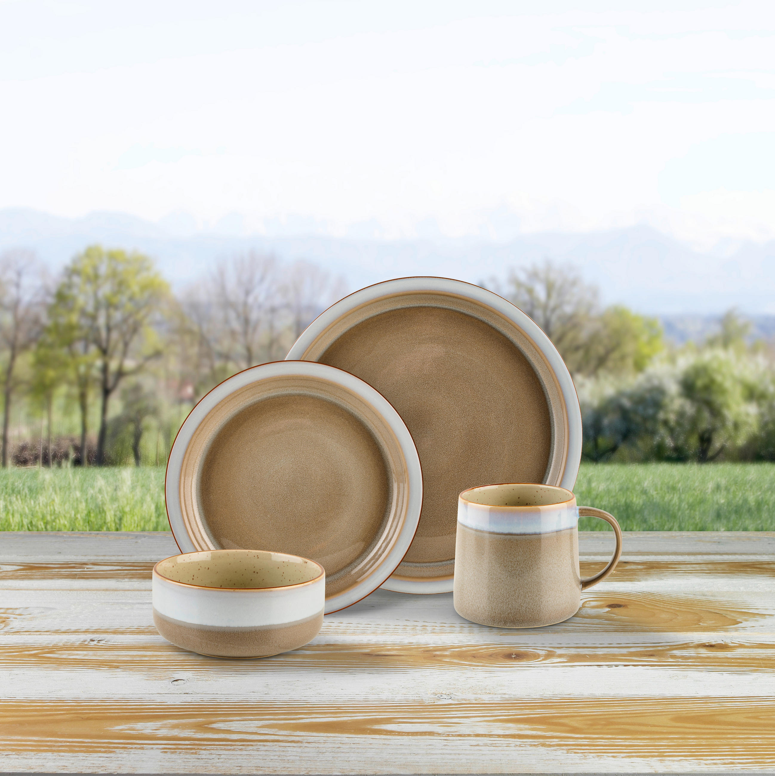 KOMBISERVICE Blau, Braun, Grau Provence 16-teilig 4 Personen  - Blau/Braun, Trend, Keramik - Landscape