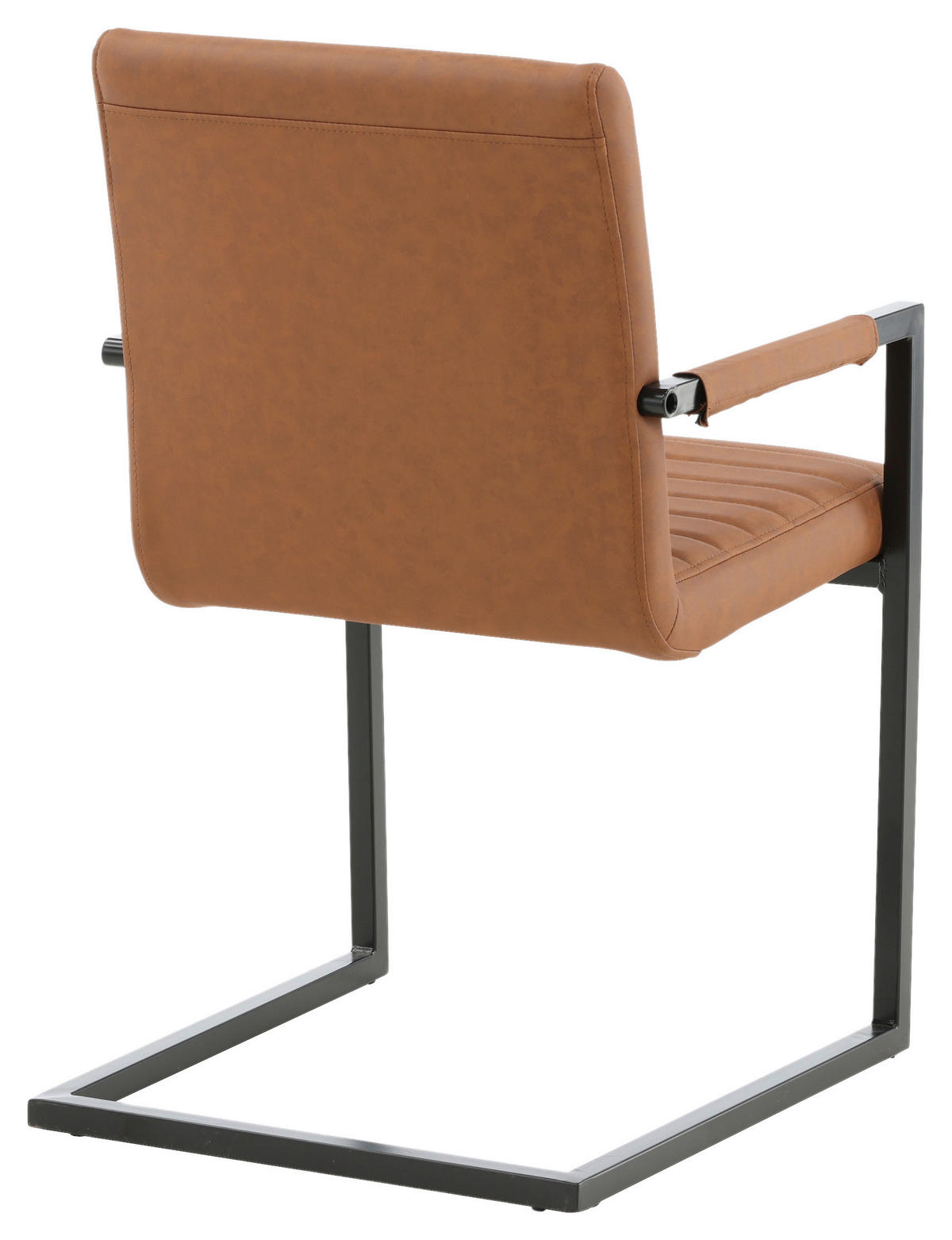 STOL MED ARMSTÖD SET 2 styck stål läderimitation (vegan)  - brun/svart, Design, metall/textil (54/88/63cm) - Livetastic