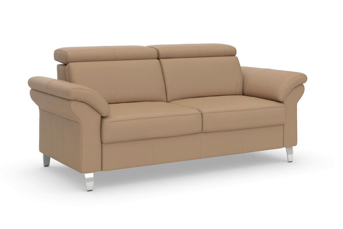 3-SITZER-SOFA ARNGAST E Echtleder Cappuccino  - Chromfarben/Cappuccino, Basics, Leder/Metall (186/84/93cm) - Sit & More