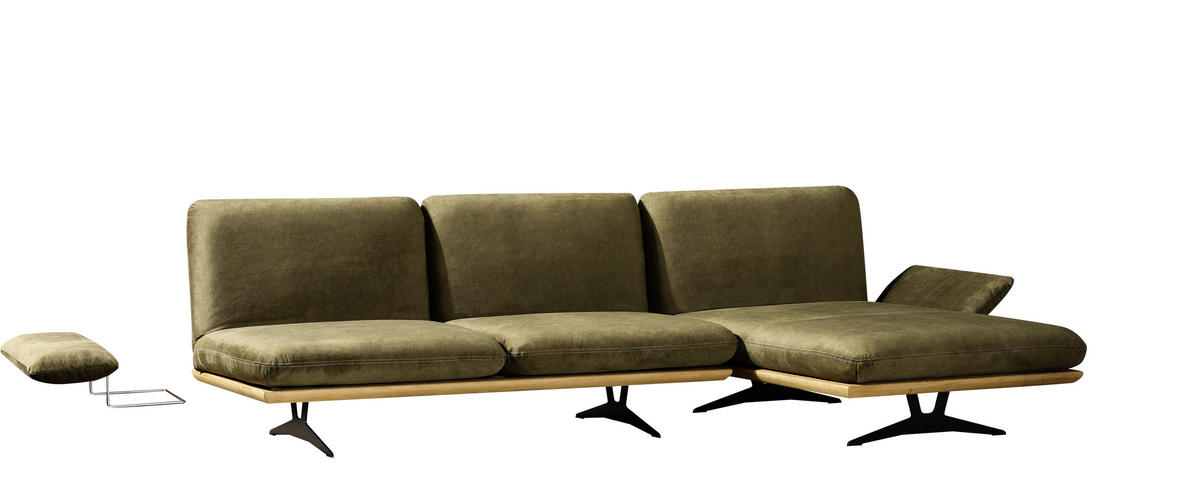 SCHLAFSOFA Grün, Eichefarben  - Eichefarben/Beige, Design, Holz/Textil (204/92/90cm) - Dieter Knoll