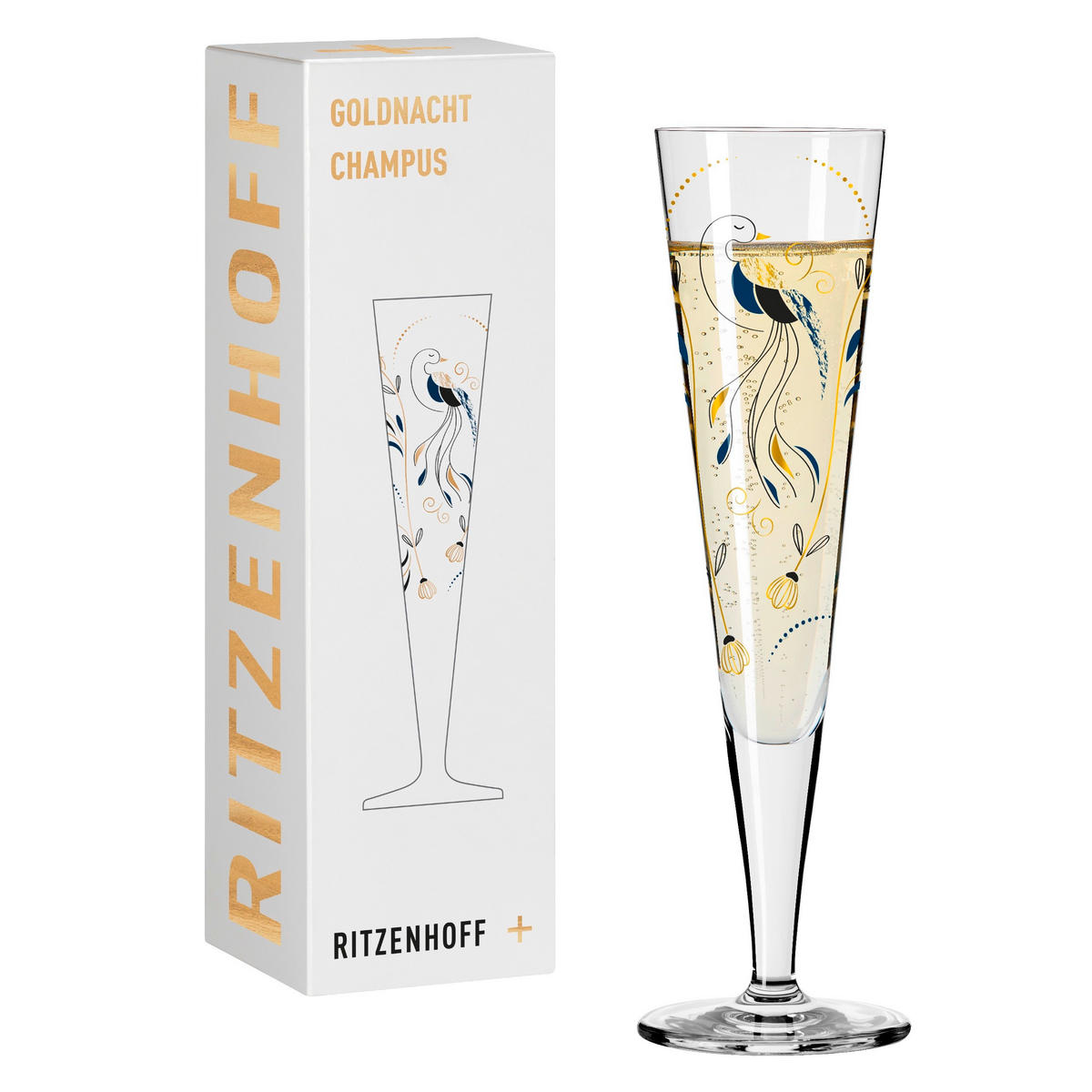CHAMPAGNERGLAS 205 ml  - Blau/Goldfarben, Trend, Glas (7,2/24/7,2cm) - Ritzenhoff