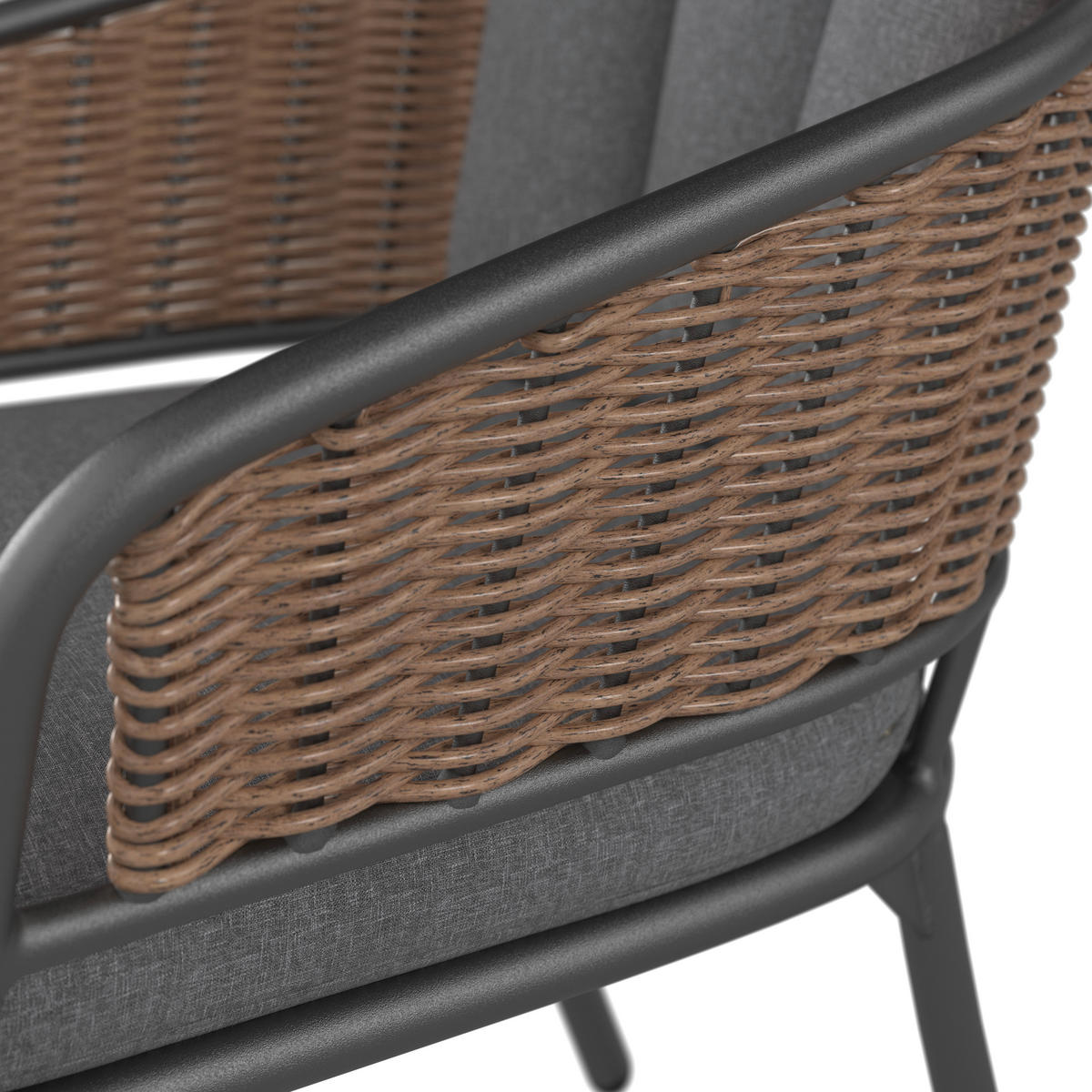 BALKONSET  3-teilig  - Anthrazit/Braun, MODERN, Glas/Kunststoff (60/45/75/53/66/45cm) - Ambia Garden