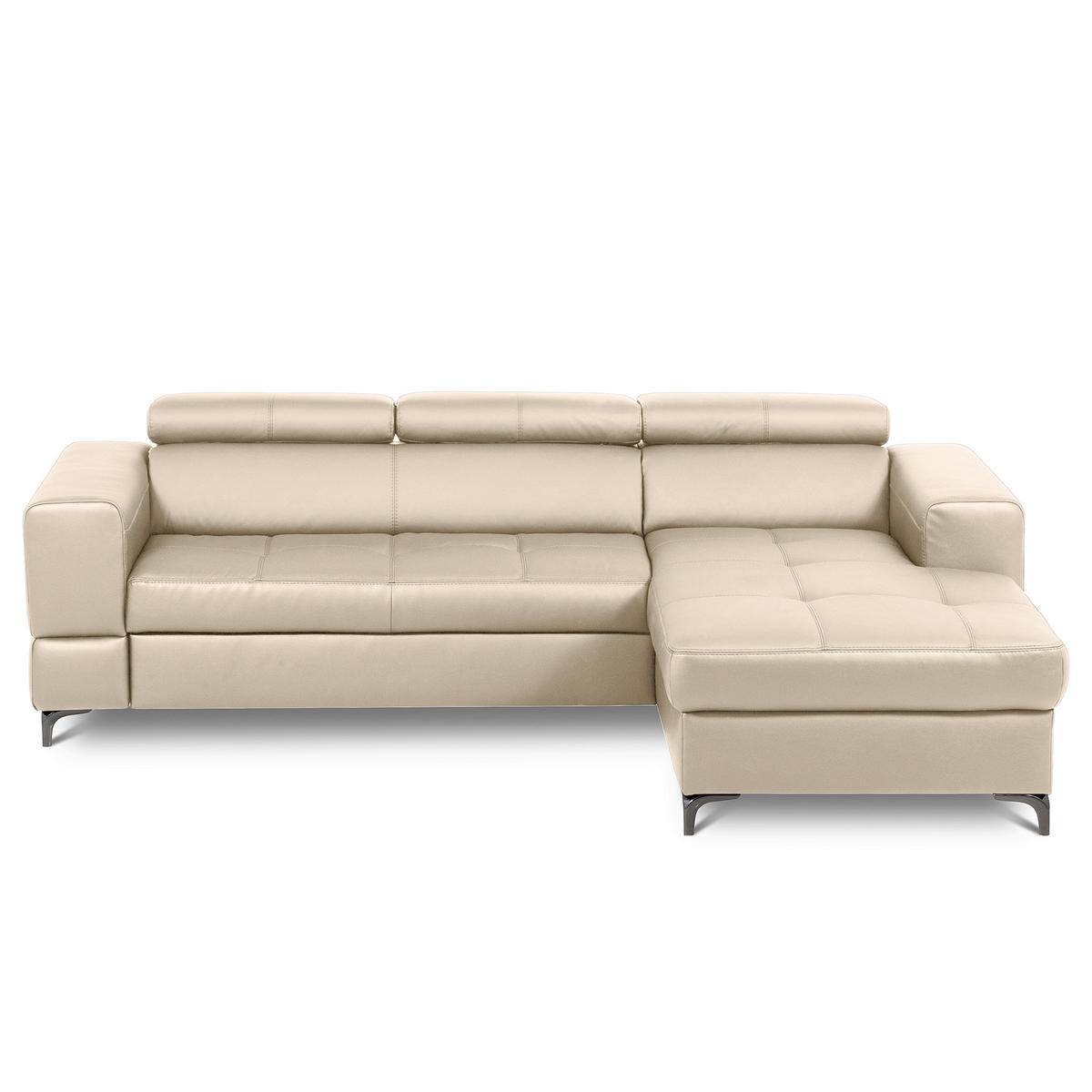 ECKSOFA Grau Echtleder Lederlook  - Schwarz/Grau, Design, Leder/Textil (247/173cm) - Livetastic