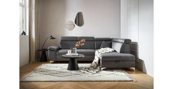 ECKSOFA in Mikrofaser Dunkelgrau  - Dunkelgrau, KONVENTIONELL, Textil/Metall (271/206cm) - Carryhome