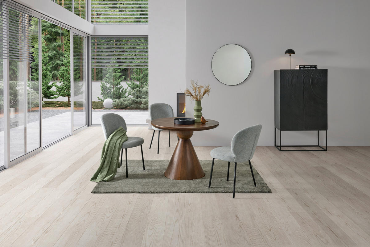 ESSTISCH Echtholz  Holz schnell aufzubauende und stabile Arbeitsfläche rund Walnussfarben  - Walnussfarben, MODERN, Holz (100cm) - Livetastic