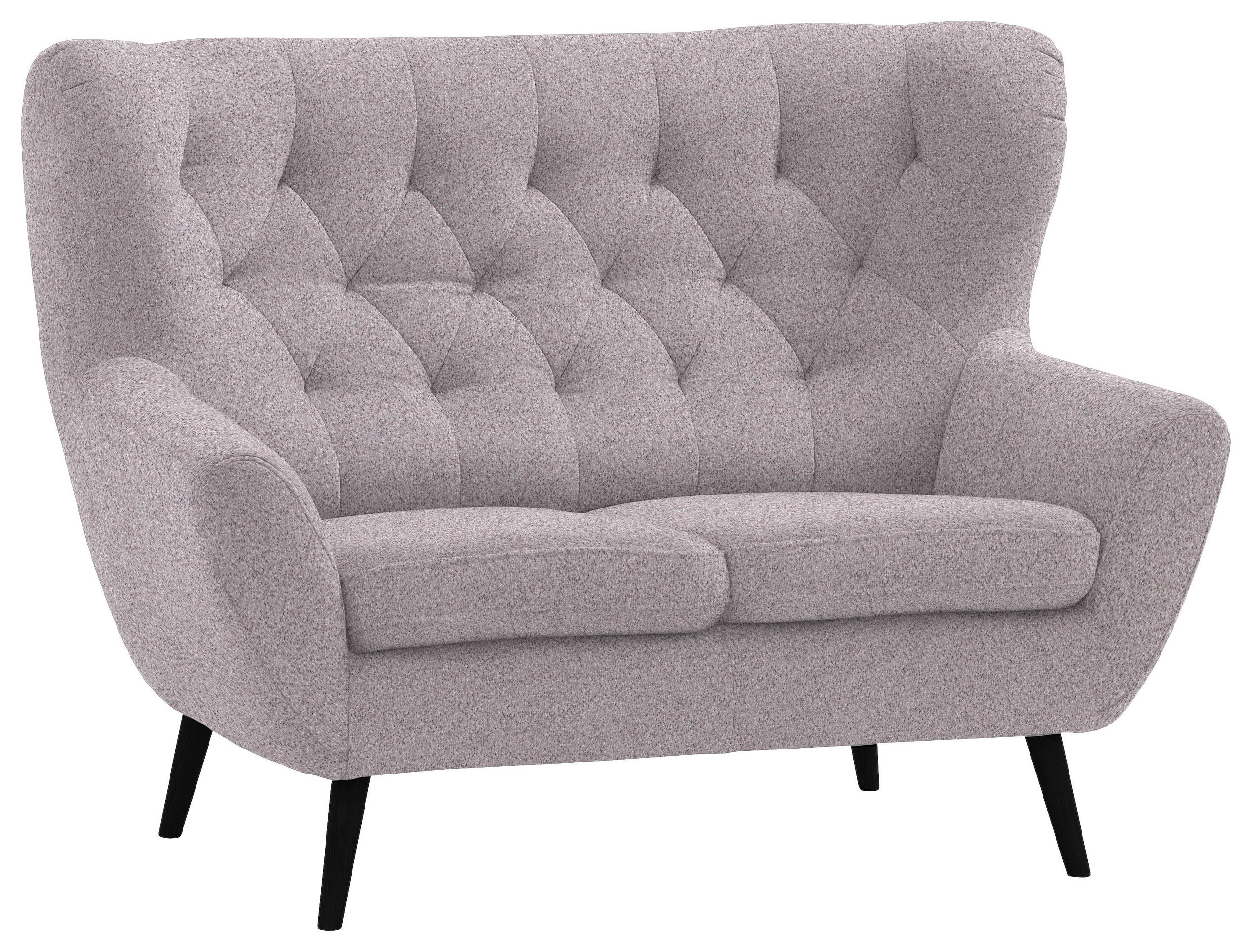 2-SITZER-SOFA Skagen in Webstoff Grau, Lila  - Lila/Schwarz, Design, Holz/Textil (137/101/95cm) - Stylife