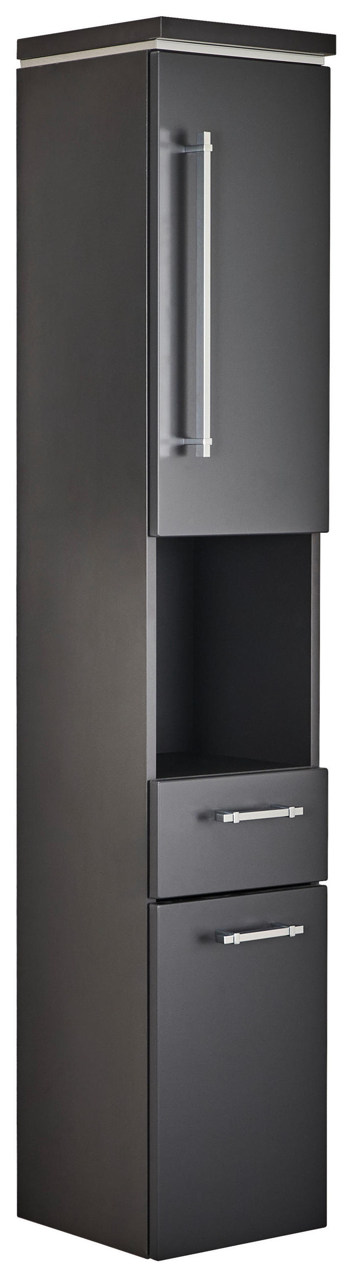 HOCHSCHRANK 30/164/30 cm  - Chromfarben/Grau, KONVENTIONELL, Glas/Holzwerkstoff (30/164/30cm) - Novel