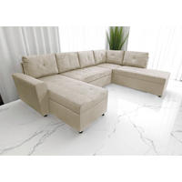 WOHNLANDSCHAFT TERMOLI Beige Cord  - Beige/Schwarz, Design, Kunststoff/Textil (155/297/212cm) - MID.YOU