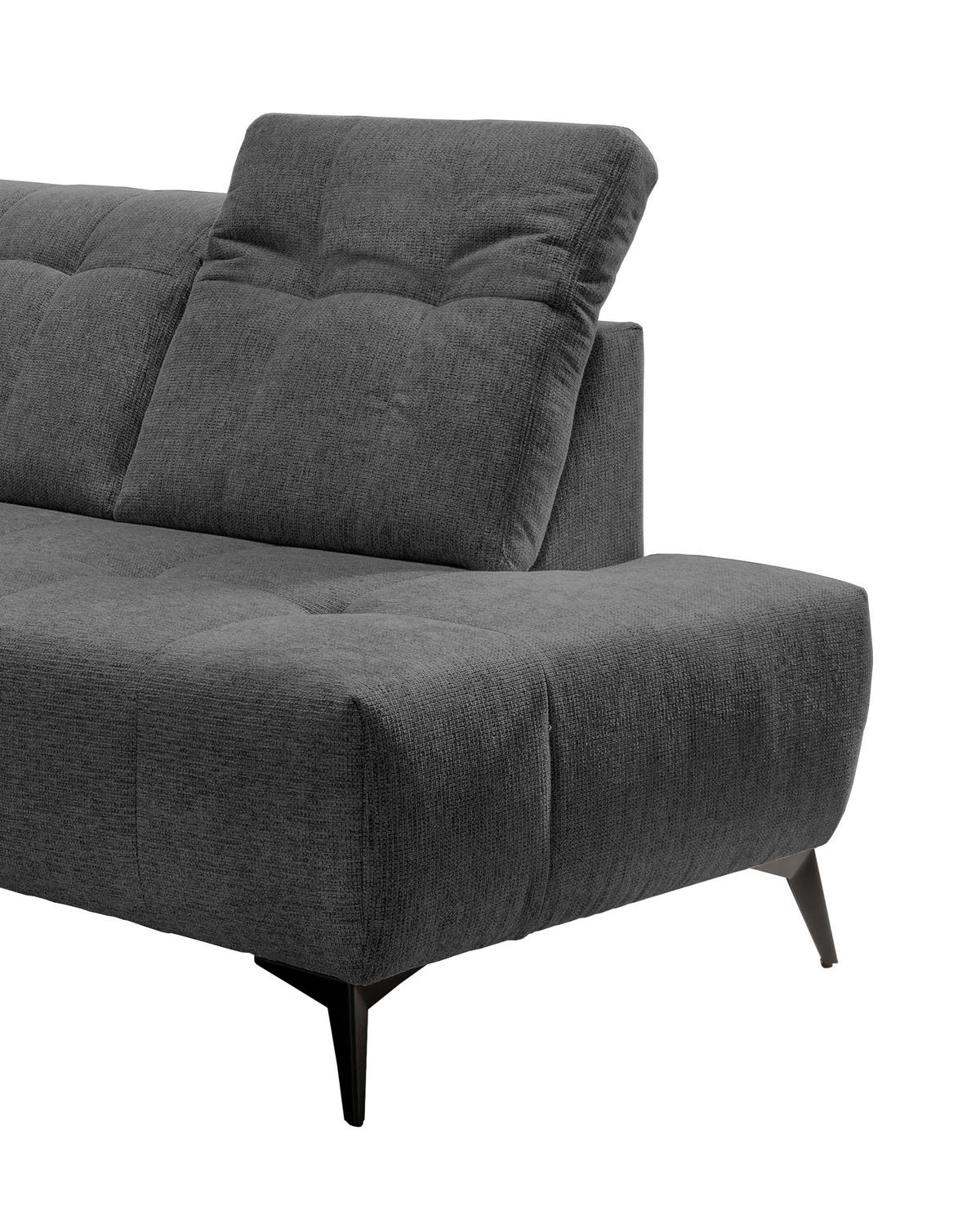 ECKSOFA in Chenille Anthrazit  - Anthrazit/Schwarz, Modern, Textil/Metall (261/200cm) - Livetastic