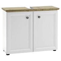 WASCHBECKENUNTERSCHRANK 84/67/32 cm  - Eichefarben/Silberfarben, KONVENTIONELL, Holzwerkstoff/Kunststoff (84/67/32cm) - Livetastic