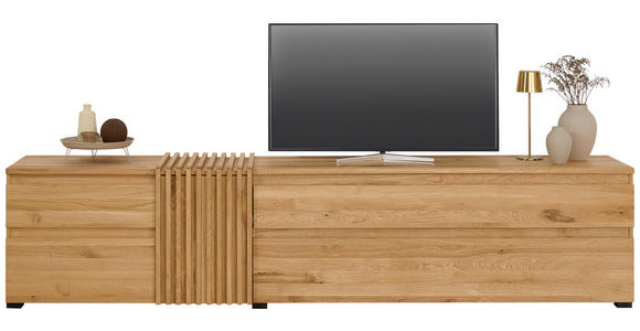 LOWBOARD  248,8/55,3/44 cm 2 Schublade(n) stehend, Beimöbel erhältlich  - Eichefarben/Schwarz, Natur, Holz (248,8/55,3/44cm) - Linea Natura