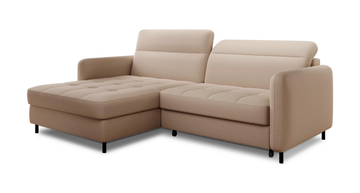 ECKSOFA in Velours Creme  165/228 cm  - Creme/Schwarz, Design, Textil/Metall (165/228cm) - MID.YOU