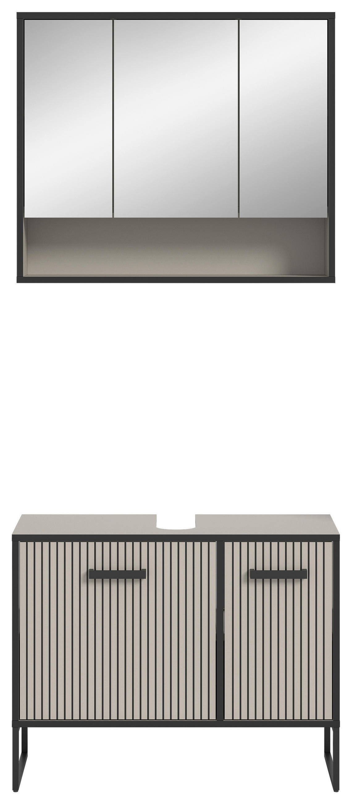 BADEZIMMER 2-teilig  in 80 cm  - Kaschmir/Schwarz, MODERN, Holzwerkstoff/Metall (80cm) - MID.YOU