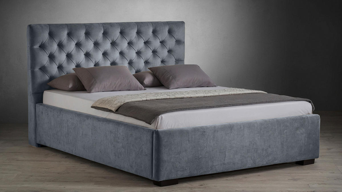 POLSTERBETT 180/200 cm  in Grau  - Schwarz/Grau, Design, Holz/Textil (180/200cm) - Boxxx