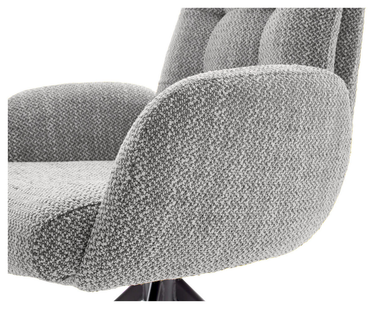 ARMLEHNSTUHL  , Stoffauswahl, Typenauswahl, Sitzfläche 360° drehbar  , Webstoff  ,  - Schwarz/Grau, Design, Textil/Metall (66/95/74cm) - Novel