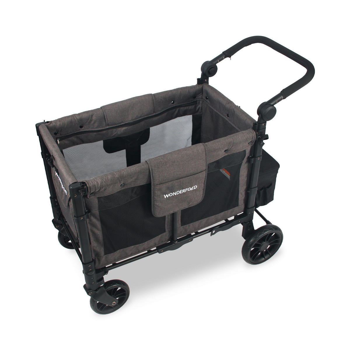 BOLLERWAGEN W2 Elite Double Stroller Wagon Schwarz, Grau 63.50/113.03/137.16 cm  - Schwarz/Grau, Basics, Textil/Metall (63.50/113.03/137.16cm) - WONDERFOLD