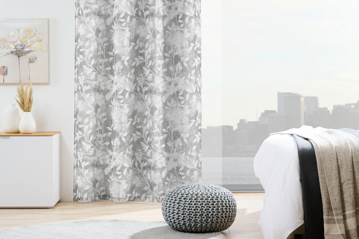 ÖSENVORHANG halbtransparent  - Weiß/Grau, Design, Textil (135/245cm) - Esposa