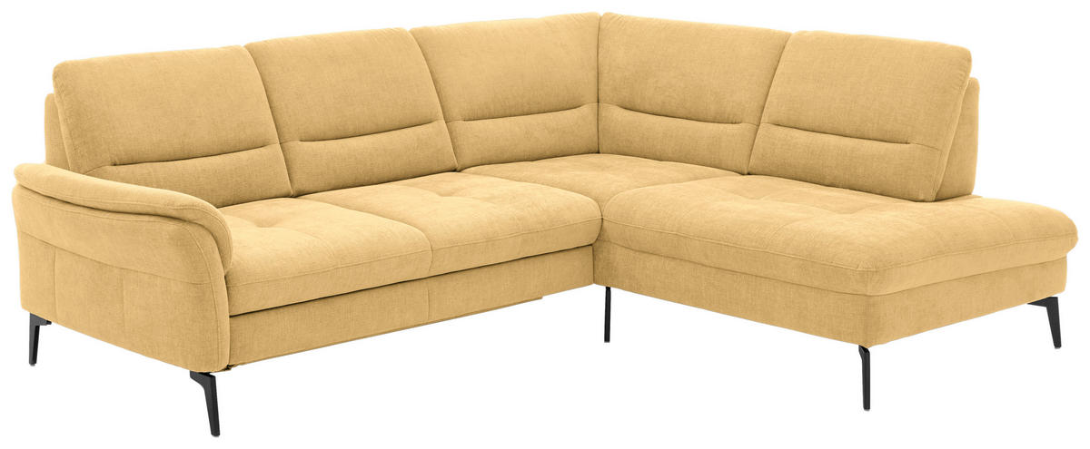 ECKSOFA in Webstoff Gelb  - Gelb/Schwarz, Design, Textil/Metall (256/206cm) - Beldomo System