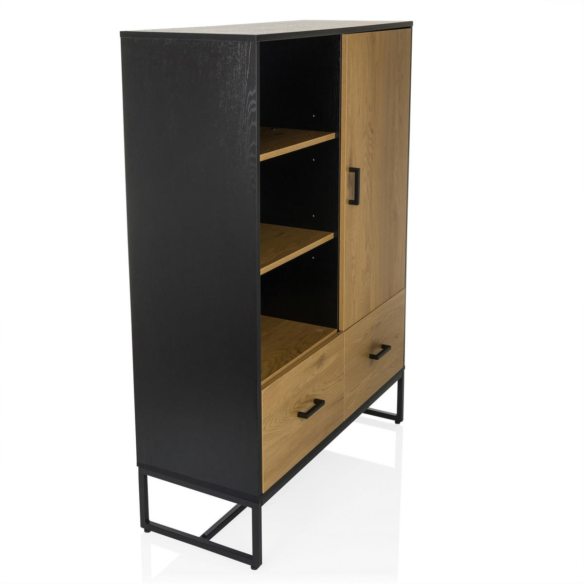 HIGHBOARD  in 100/140/40 cm  - Eichefarben/Schwarz, MODERN, Holzwerkstoff/Metall (100/140/40cm) - MID.YOU