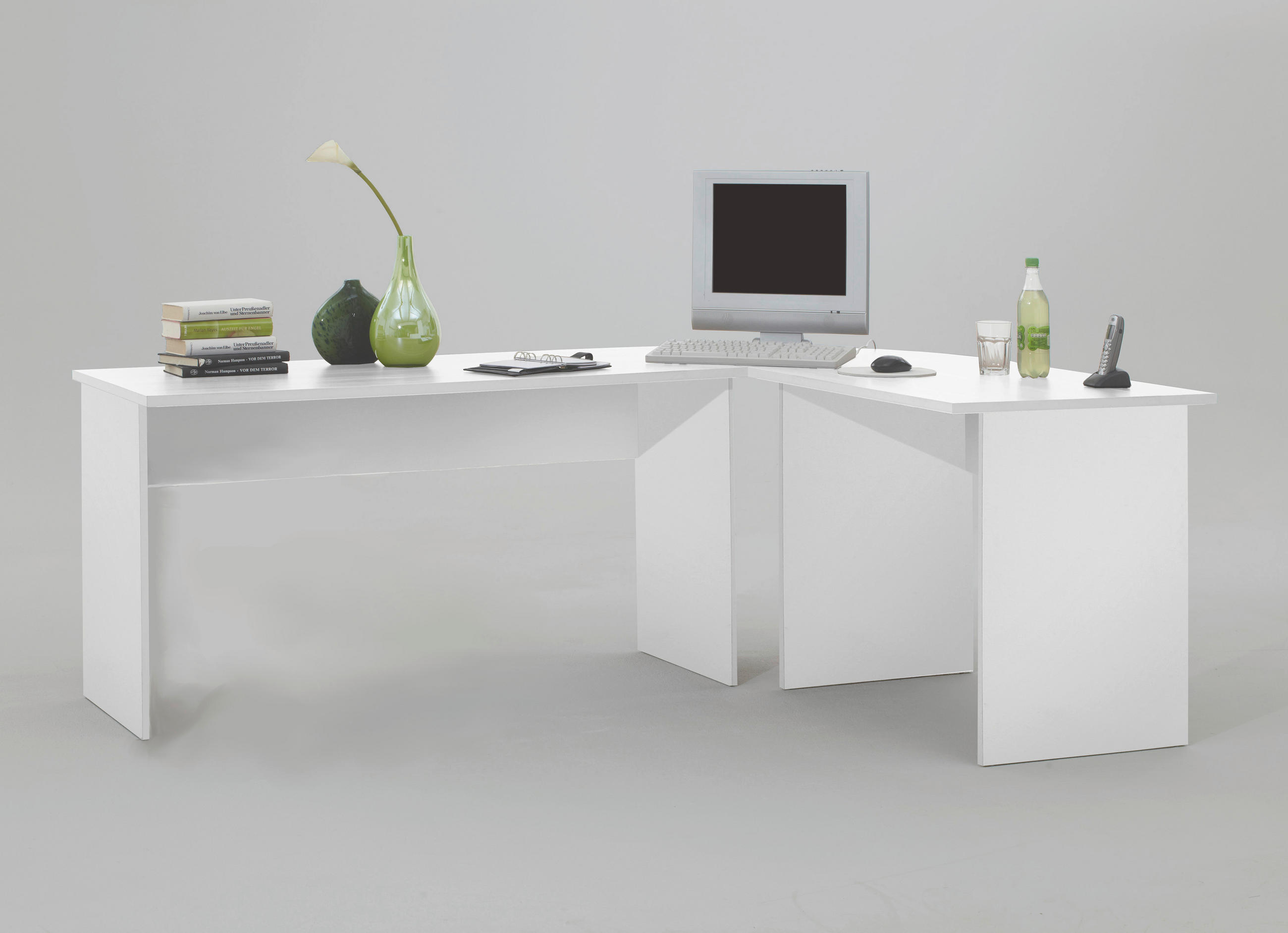 PISAĆI STOL KUTNI bijela drvni materijal - bijela, Konvencionalno, drvni materijal (205/65-155/75cm) - MID.YOU