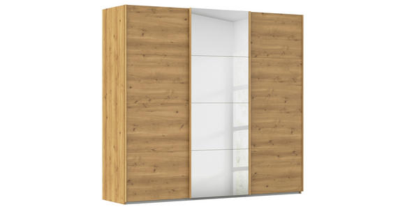 SCHWEBETÜRENSCHRANK 242/223/68 cm 3-türig Eichefarben  - Eichefarben, Design, Glas/Holzwerkstoff (242/223/68cm) - Novel