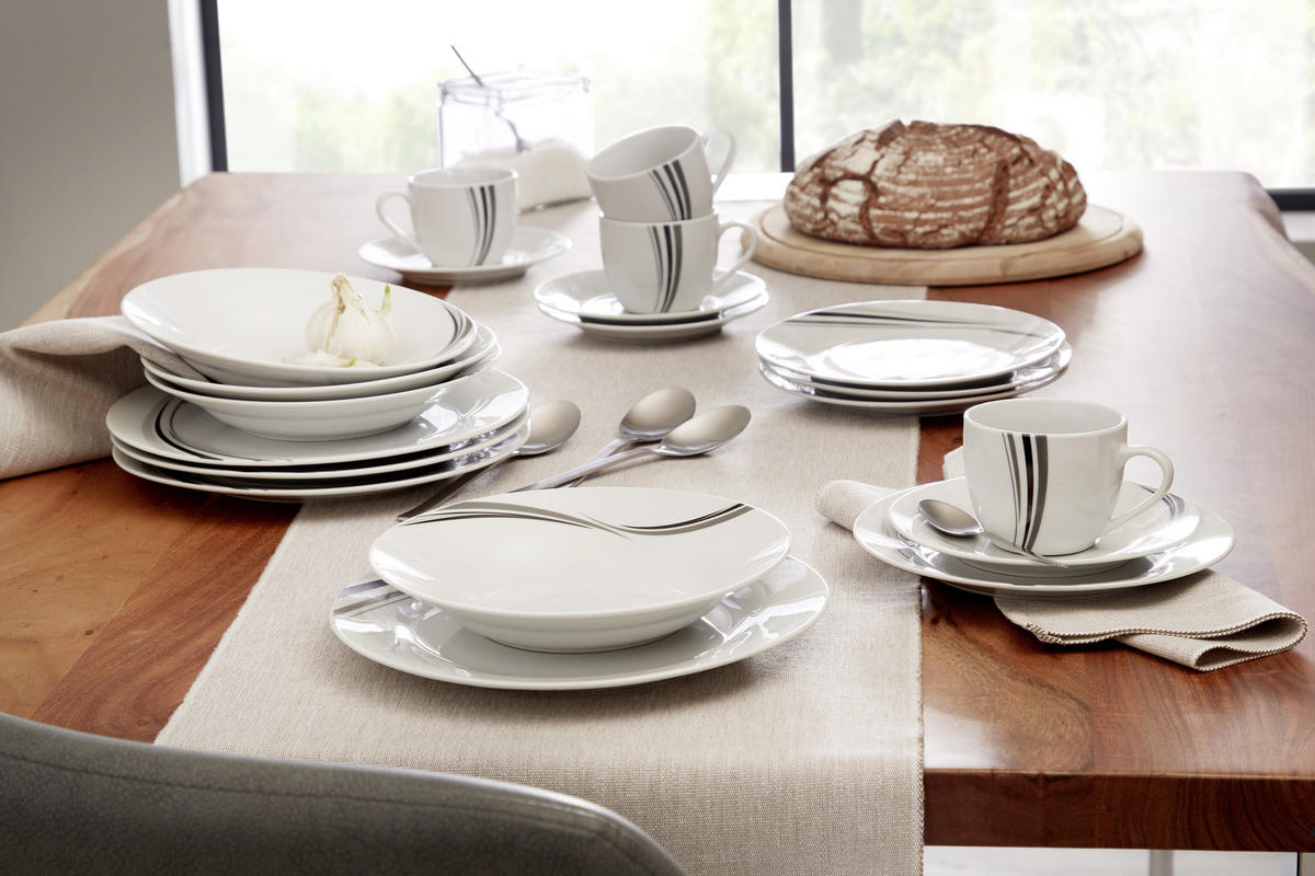 SERVICIU DE MASĂ COMPLET 20 piese  - alb/negru, Design, ceramică - Luca Bessoni