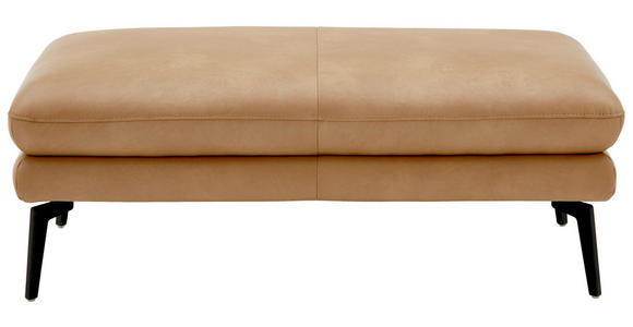 HOCKER Dieter Knoll Echtleder Honig  - Schwarz/Honig, Design, Leder/Metall (133/48/68cm) - Dieter Knoll