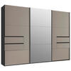 SCHWEBETÜRENSCHRANK 3-türig Graphitfarben, Sahara  - Graphitfarben/Sahara, Design, Glas/Holzwerkstoff (300/216/65cm) - Stylife