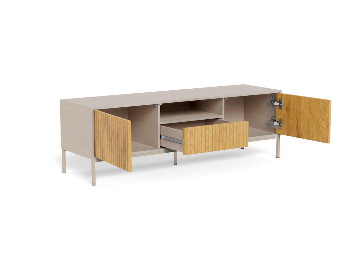 TV-ELEMENT Metall, Holzwerkstoff Grau, Wildeiche  - Wildeiche/Grau, Design, Holzwerkstoff/Metall (140/45/40cm) - Carryhome