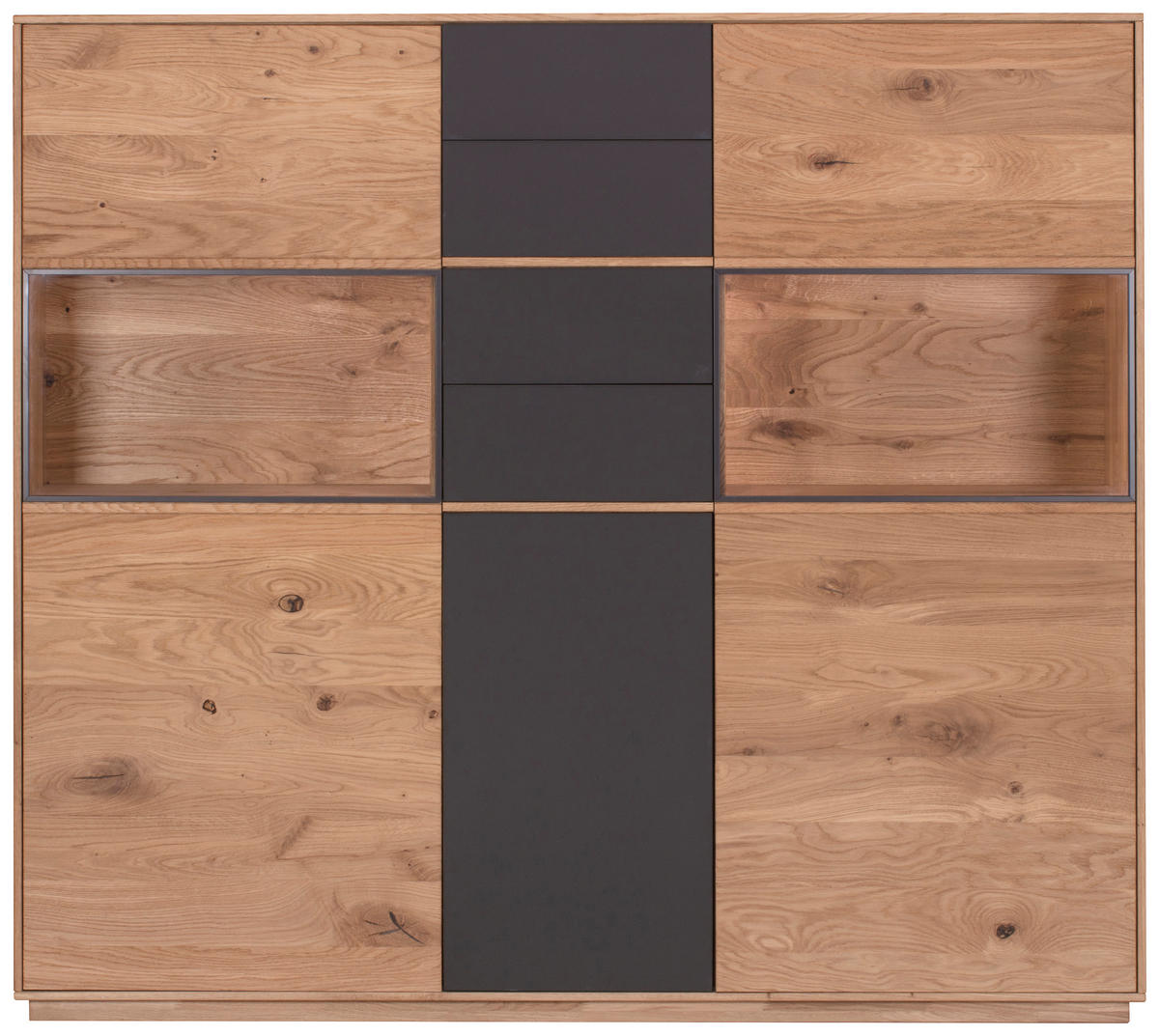 HIGHBOARD  in 154/138/42 cm  - Eichefarben/Anthrazit, Natur, Glas/Holz (154/138/42cm) - Waldwelt