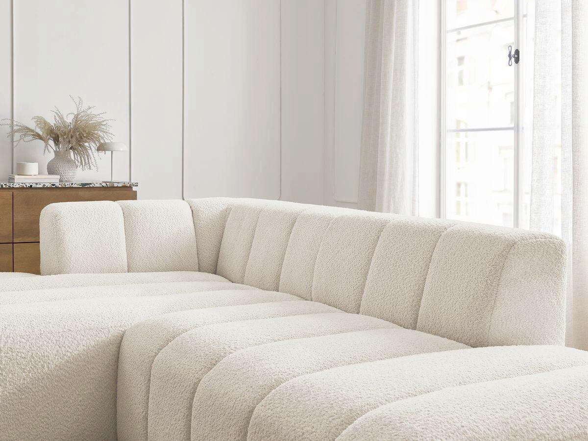 ECKSOFA Ottomane links  ANNECY Beige Bouclé  - Beige/Schwarz, MODERN, Kunststoff/Textil (170/262cm)