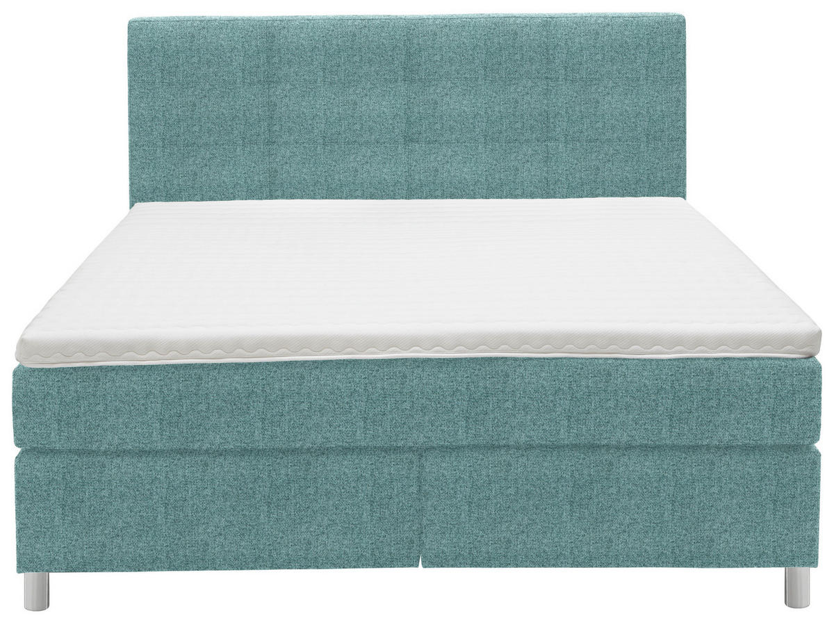 BOXSPRINGBETT 160/200 cm  in Petrol  - Chromfarben/Petrol, Konventionell, Kunststoff/Textil (160/200cm) - Voleo