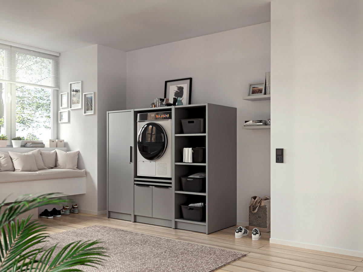 WASCHMASCHINENSCHRANK 70/150/68 cm  in Grau  - Schwarz/Grau, Basics, Holzwerkstoff/Kunststoff (70/150/68cm) - MID.YOU