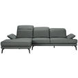 ECKSOFA in Echtleder Grau  - Schwarz/Grau, Design, Leder/Metall (184/288cm) - Novel