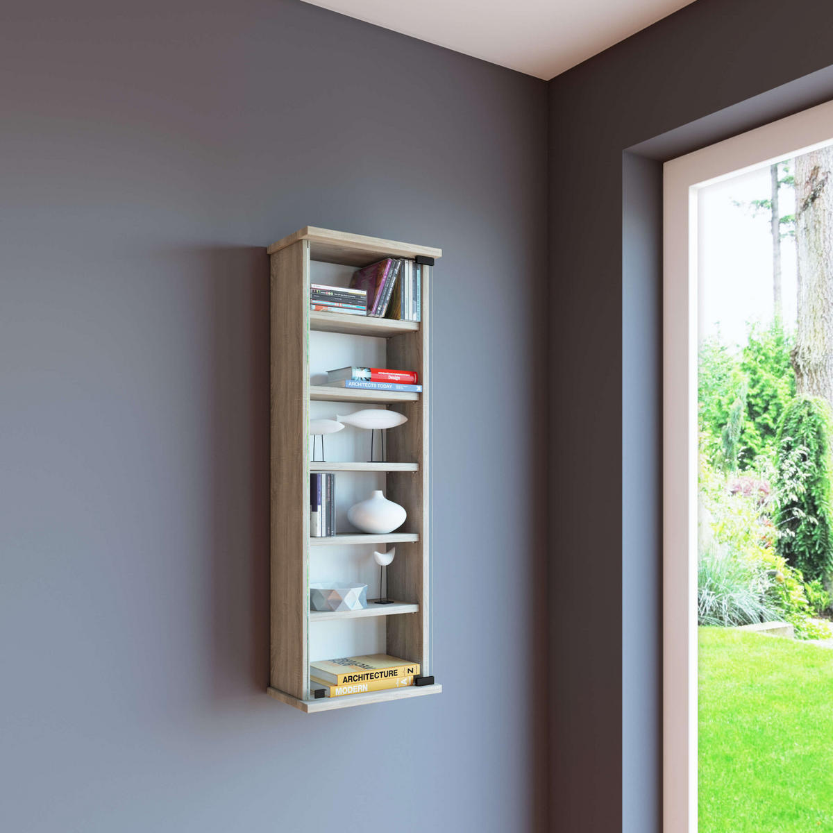 CD-REGAL - Buchefarben, Konventionell, Glas/Holzwerkstoff (31/91,5/18cm) - MID.YOU