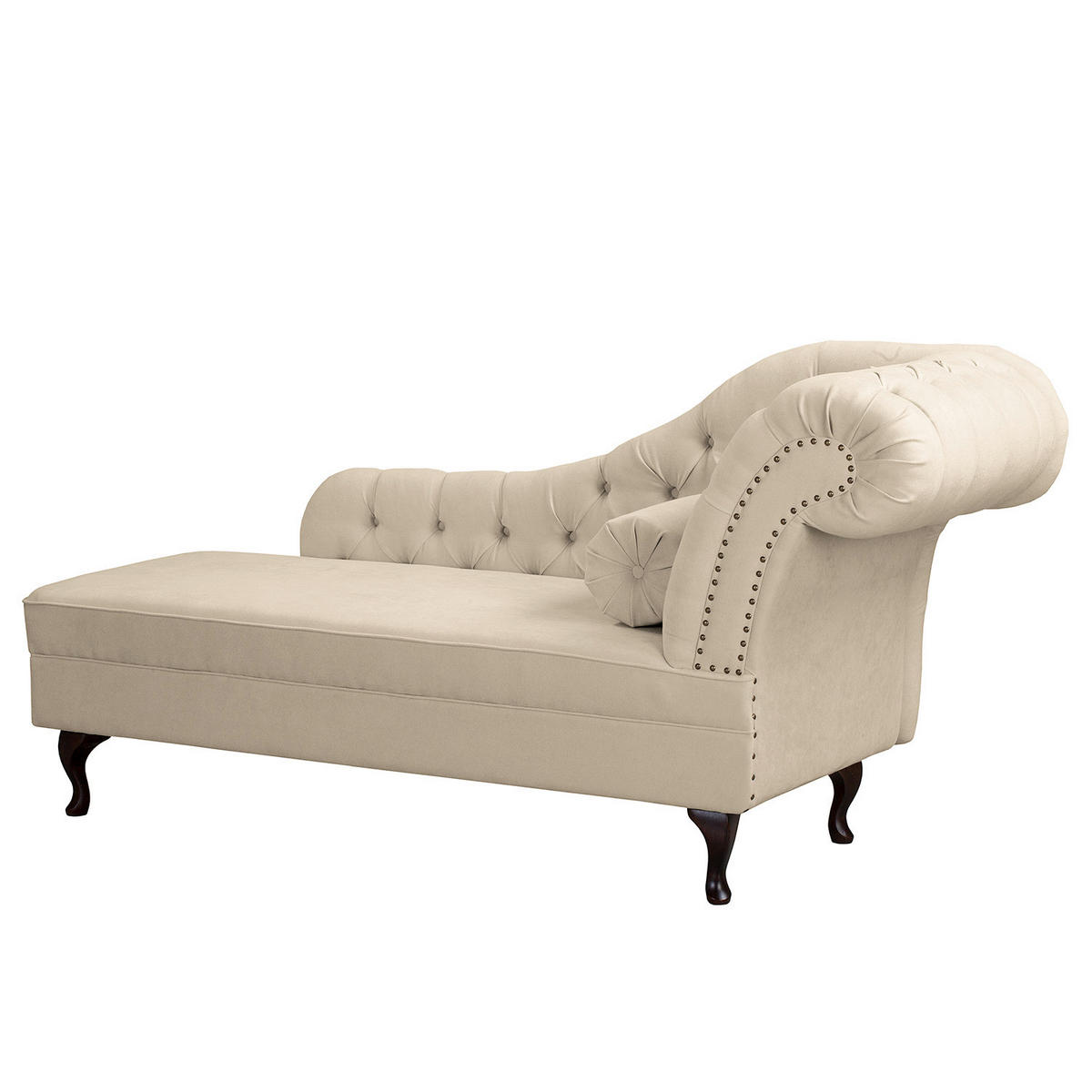 RÉCAMIERE Pako in Mikrofaser Creme  - Creme/Braun, Design, Holz/Textil (185/93/75cm) - Livetastic