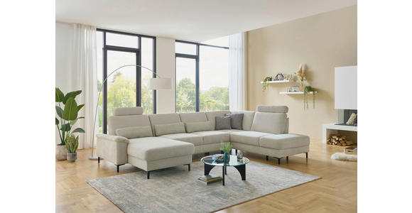 WOHNLANDSCHAFT Dieter Knoll Greige Chenille  - Greige/Schwarz, Design, Textil/Metall (175/349/235cm) - Dieter Knoll