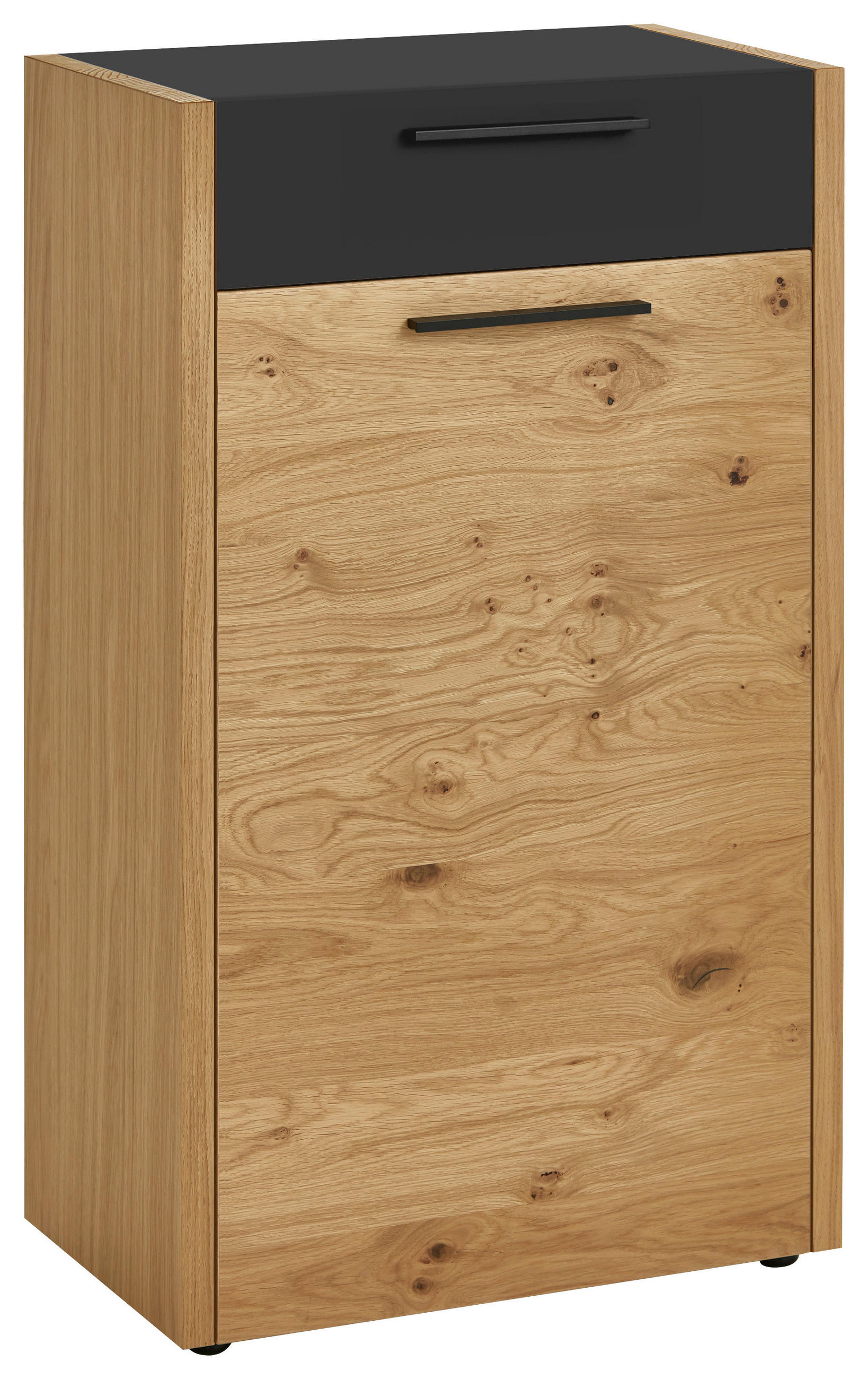 SCHUHSCHRANK Eiche, Balkeneiche furniert Schwarz, Eichefarben - Eichefarben/Schwarz, Design, Holz/Holzwerkstoff (61/103/37cm)