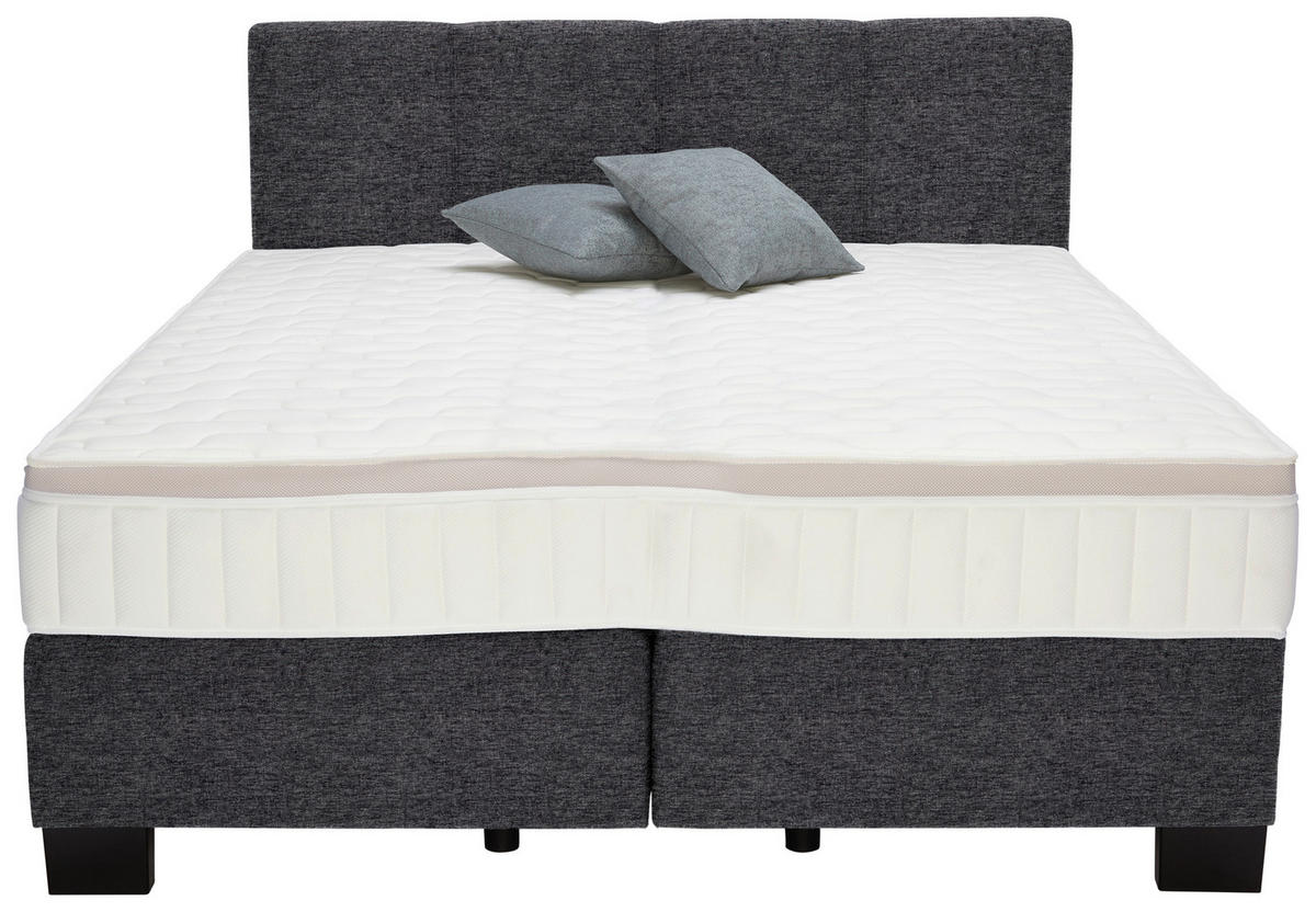 BOXSPRINGBETT 180/200 cm  in Anthrazit  - Anthrazit/Schwarz, Design, Kunststoff/Textil (180/200cm) - Hom`in