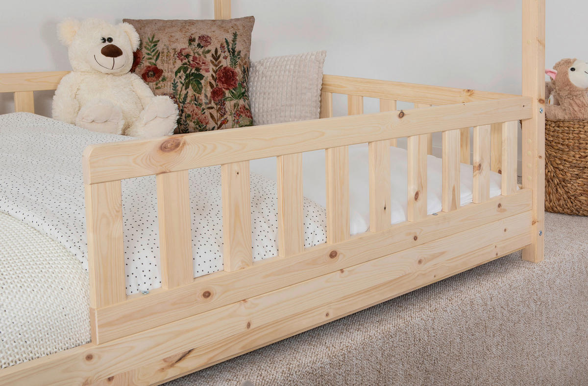 HAUSBETT 100/200 cm,  in Grau, Naturfarben  - Naturfarben/Grau, MODERN, Holz/Textil (100/200cm) - MID.YOU
