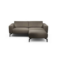 2,5-Sitzer inkl. Hocker in Chenille Braun  - Schwarz/Braun, Design, Textil/Metall (220/86/86-94cm) - SENSOO