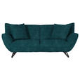 3-SITZER-SOFA in Samt Dunkelblau  - Schwarz/Dunkelblau, Design, Textil/Metall (203/90/95cm) - Carryhome