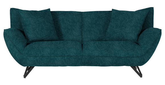 3-SITZER-SOFA in Samt Dunkelblau  - Schwarz/Dunkelblau, Design, Textil/Metall (203/90/95cm) - Carryhome