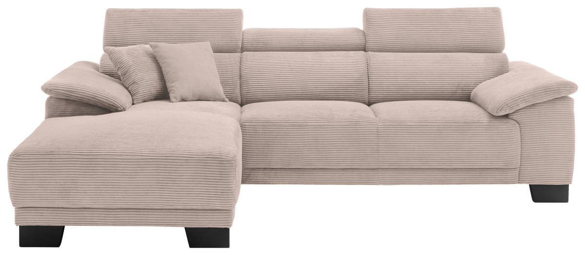 ECKSOFA in Cord Taupe  - Taupe/Schwarz, Design, Holz/Textil (174/270cm) - Pure Home Lifestyle