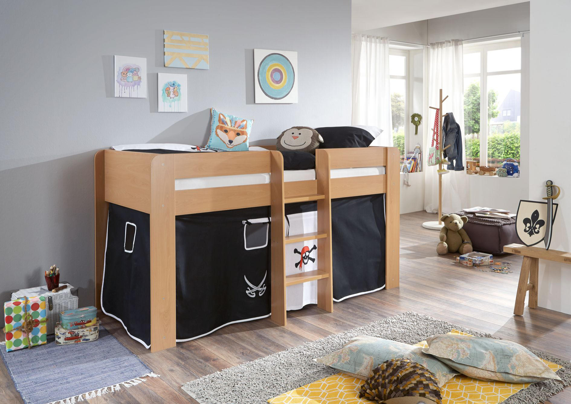 PERDELUțĂ DECORATIVĂ - alb/negru, Design - MID.YOU