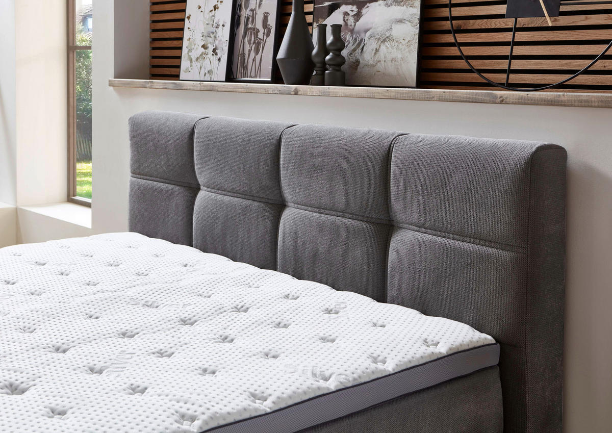 BOXSPRINGBETT 180/200 cm  in Grau  - Schwarz/Grau, Konventionell, Kunststoff/Textil (180/200cm) - Carryhome