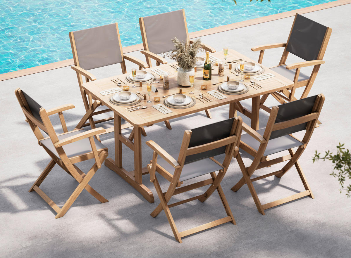 GARTENTISCH 150/210/90/74 cm  - Teakfarben, MODERN, Holz (150/210/90/74cm) - Ambia Garden